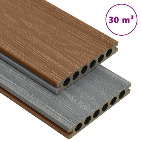 vidaXL Terrasplanken met accessoires 30 m² 4 m HKC bruin en, Doe-het-zelf en Verbouw, Vloerdelen en Plavuizen, Nieuw, Verzenden