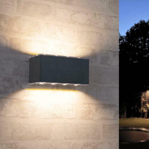 Solar LED wandlamp Olaf - Up down light - Rechthoek model, Tuin en Terras, Buitenverlichting, Led, Minder dan 50 watt, Nieuw, Overige materialen