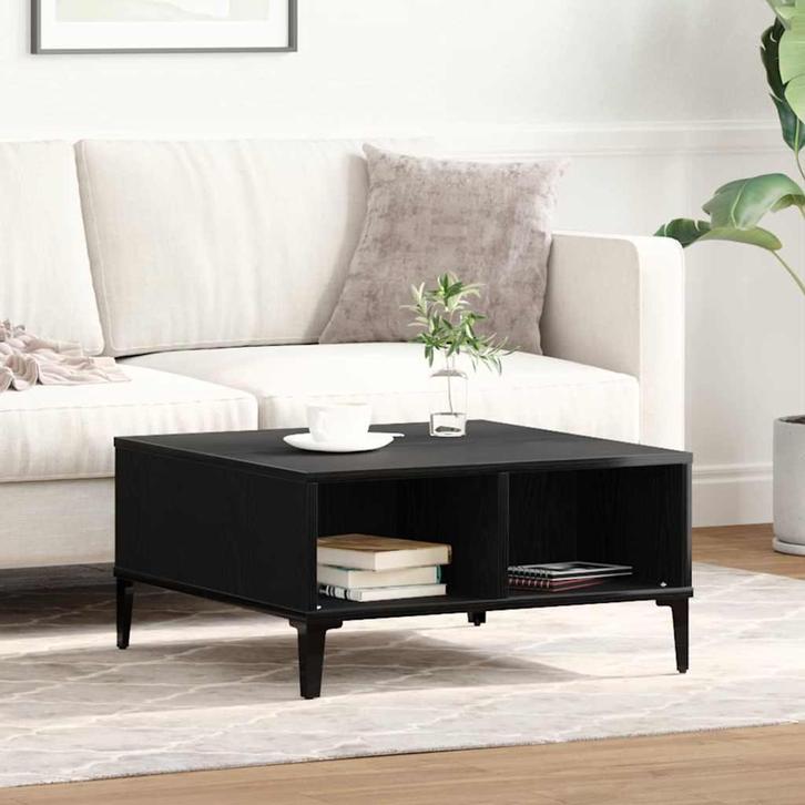 vidaXL Salontafel Zwart Eiken 60 x 60 x 30 cm, Huis en Inrichting, Tafels | Salontafels, Nieuw, 50 tot 100 cm, Overige houtsoorten