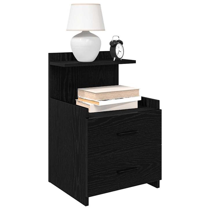 vidaXL Nachtkastjes 2 st met 2 lades zwart 40x36,5x62 cm, Huis en Inrichting, Slaapkamer | Nachtkastjes, Nieuw, Hout, Verzenden
