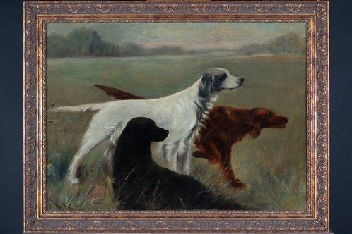Alberta Johanna MeijerSmetz (1893–1953) - Jachthonden in, Antiek en Kunst, Kunst | Schilderijen | Klassiek