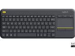 Logitech -  K400 Plus Wireless Touch Keyboard  - Zwart, Computers en Software, Toetsenborden, Verzenden, Logitech, Nieuw, Draadloos