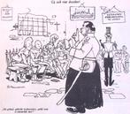 Priester spreekt soldaten toe op spotprent (lijst optie), Antiek en Kunst, Verzenden