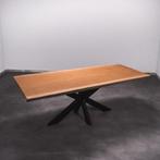 Boomstamtafel, Eettafel 200x105 massief hardhout, metaalpoot, Nieuw, Robuust Modern, 100 tot 150 cm, 150 tot 200 cm