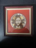 Borduurwerk in kader - Jezus - Salvator Mundi - 29 x 29 cm -