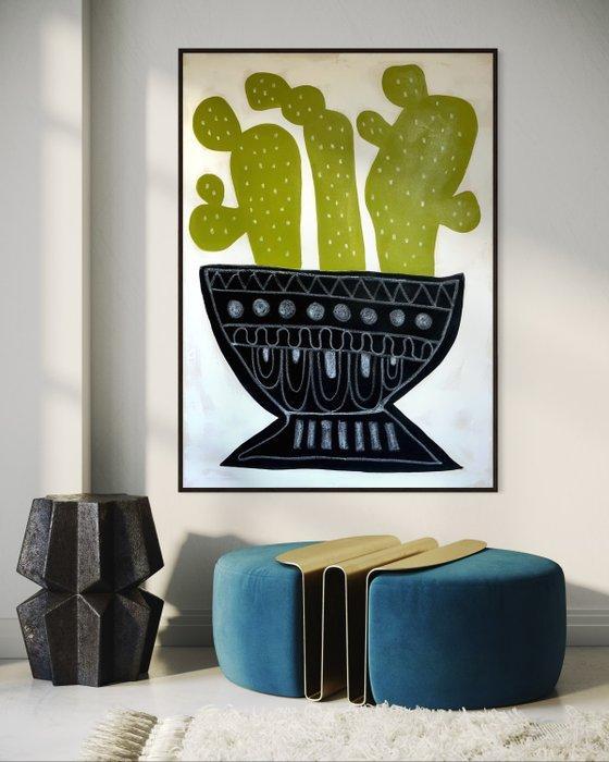 Maraé - Cactus en coupe XXL, Antiek en Kunst, Kunst | Schilderijen | Modern