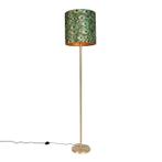 Vloerlamp messing met pauw kap 40 cm - Simplo, Huis en Inrichting, Nieuw, Overige materialen, Modern, 150 tot 200 cm