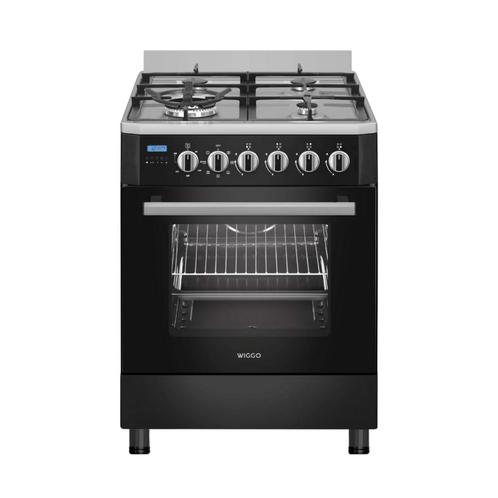Wiggo WO-E639R(BX) Serie 9 - Gasfornuis - Wok - Zwart Rvs, Witgoed en Apparatuur, Fornuizen, Nieuw, Verzenden