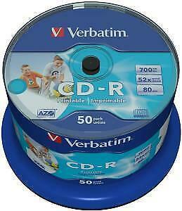Verbatim | CD-R | 700 MB | AZO | Inkjet Printable | 50 Stuks, Computers en Software, Beschrijfbare discs, Nieuw, Verzenden