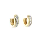 Gouden klapcreolen met zirkonia 14 karaat, Sieraden, Tassen en Uiterlijk, Oorbellen, Verzenden, Zo goed als nieuw, Wit, Goud