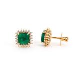 Oorstekers - 18 karaat Geel goud - 3.87ct. tw. Smaragd -