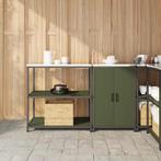 vidaXL Keukenopslag set met plank 2 pcs Olijf Groen, Verzenden, Nieuw