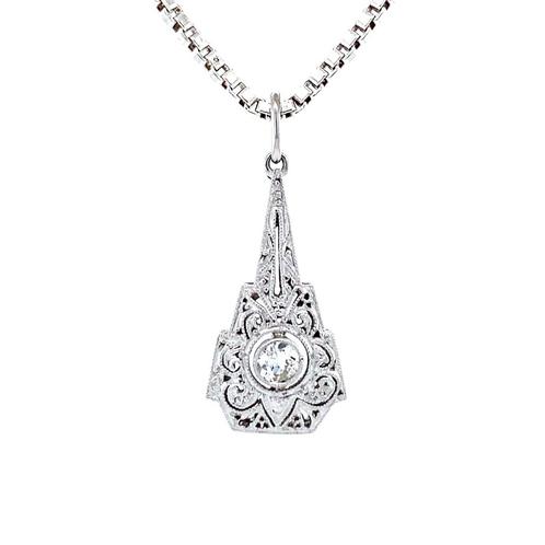 Zilveren vintage hanger met diamant 925, Sieraden, Tassen en Uiterlijk, Kettinghangers, Nieuw, Ophalen of Verzenden