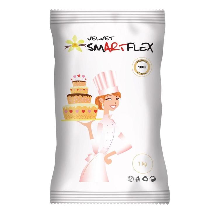 SmartFlex Fondant Wit Velvet Vanille 1kg, Hobby en Vrije tijd, Taarten en Cupcakes maken, Nieuw, Verzenden