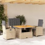 vidaXL 4-delige Tuinset met kussens poly rattan beige, 4 zitplaatsen, Nieuw, Tuinset, Verzenden