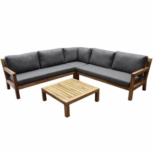 Harby hoek loungeset 4-delig teaklook, Tuin en Terras, Tuinsets en Loungesets, Nieuw, Hardhout, Ophalen of Verzenden