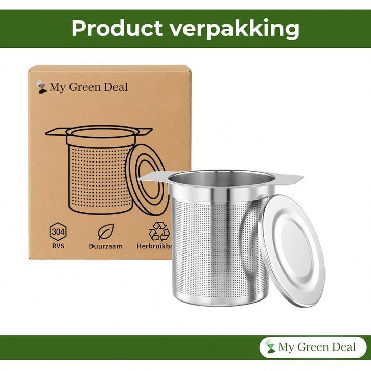RVS Theezeef met Deksel – Thee Infuser, Huis en Inrichting, Keuken | Tupperware, Nieuw, Verzenden