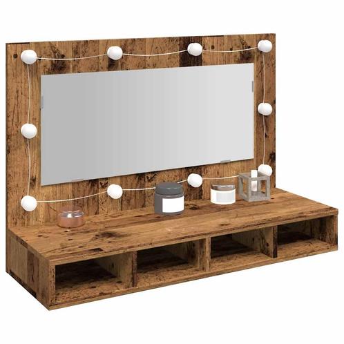 vidaXL Spiegelkast met LED-verlichting 90x31,5x62 cm oud, Huis en Inrichting, Tafels | Kaptafels, Nieuw, Verzenden