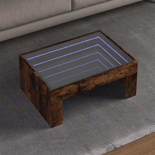vidaXL Salontafel met Infinity LED 70x50x30 cm gerookt, Huis en Inrichting, Tafels | Salontafels, 50 tot 100 cm, Nieuw, Overige houtsoorten