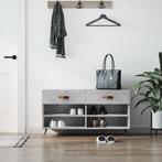 vidaXL Schoenenbank 102x35x55 cm bewerkt hout betongrijs, Verzenden, Nieuw