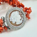 Bloedkoraal - Zilver - Armband - Rood koraal en camee