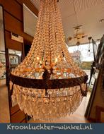 Antiek Vintage Kristal Zak-kroonluchter Dimbare LED lampjes, Antiek en Kunst, Antiek | Lampen, Verzenden