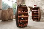 Massief wijnrek BODEGA 60cm koffiebruin grenen vat bartafel, Ophalen of Verzenden, Nieuw
