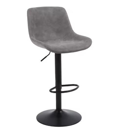 Set van 2 verstelbare barstoelen – grijs kunstleer &amp; rug, Huis en Inrichting, Barkrukken, 30 tot 60 cm, In hoogte verstelbaar