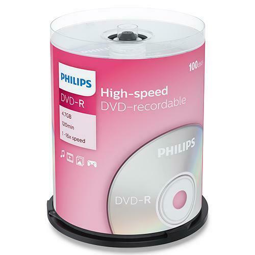 Philips | DVD-R | 4.7 GB | 100 stuks, Computers en Software, Beschrijfbare discs, Nieuw, Verzenden