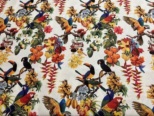 Tropical Luxury: Esplosione di Colori Esotici su Cotone, Antiek en Kunst, Antiek | Kleden en Textiel