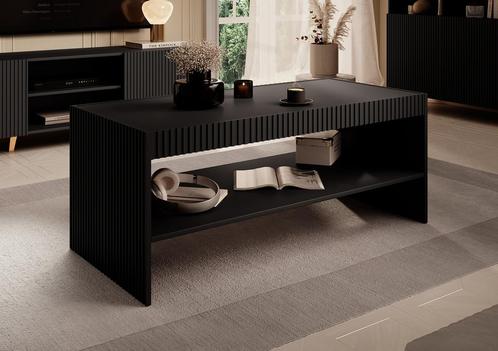 Meubella | salontafel mat zwart met extra plank 120x57x50cm, Huis en Inrichting, Tafels | Salontafels, 100 tot 150 cm, Nieuw, 50 tot 75 cm