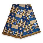 Afrikaanse stof - Blauwe Kente PO-5069 - Polycotton - 1 yard, Hobby en Vrije tijd, Stoffen en Lappen, Ophalen of Verzenden, Nieuw