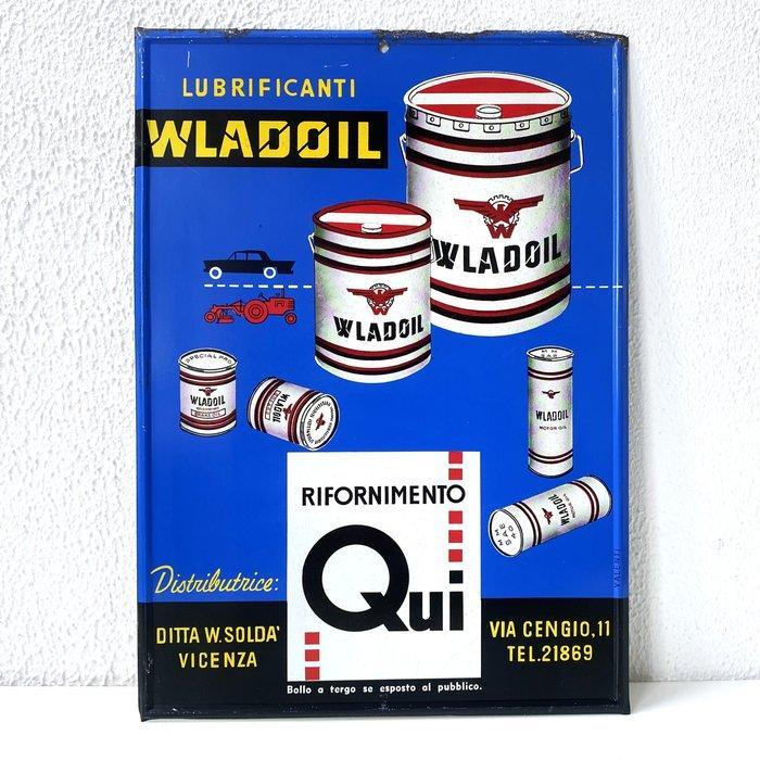 Wladoil Lubrificanti - reclamebord, Antiek en Kunst, Antiek | Wandborden en Tegels