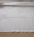 Laken - 258 cm - 220 cm - Antiek handgeborduurd doek