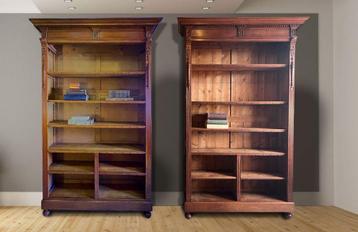set bijna identieke antiek eiken boekenkasten, 2.40 m hoog beschikbaar voor biedingen