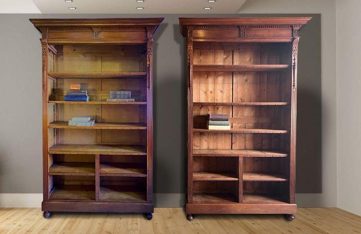 set bijna identieke antiek eiken boekenkasten, 2.40 m hoog, Antiek en Kunst, Antiek | Meubels | Kasten