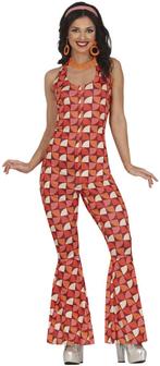 Disco Lady Jumpsuit Dames Retro Red, Ophalen of Verzenden, Nieuw