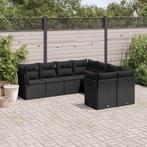 vidaXL 8-delige Loungeset met kussens poly rattan zwart, Nieuw, 8 zitplaatsen, Loungeset, Verzenden