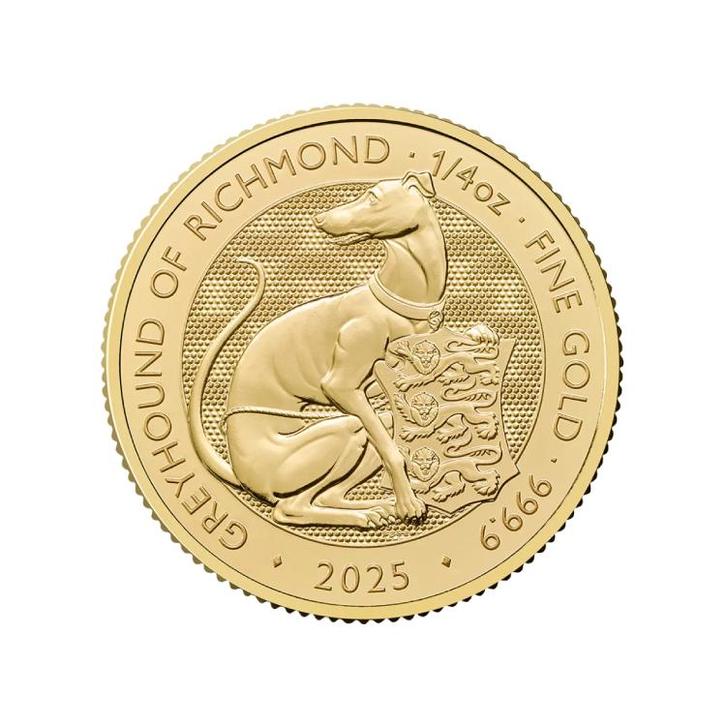 Gouden Tudor Beasts Greyhound of Richmond 1/4 troy ounce, Postzegels en Munten, Edelmetalen en Baren, Verzenden