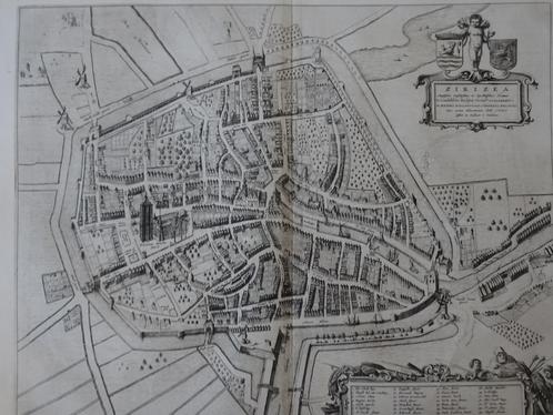 Koper gravure plattegrond Zierikzee, Zirizea, Jan Blaeu 1649, Antiek en Kunst, Kunst | Etsen en Gravures, Verzenden