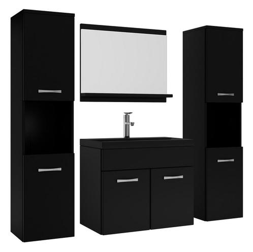 Badkamermeubel Set Montreal XL 60 x 35 cm Mat Zwart, Huis en Inrichting, Badkamer | Badkamermeubels, Nieuw, Wastafelkast, Verzenden