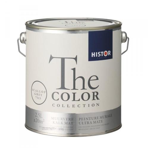 Histor The Color Collection Zijdemat - Scallop Grey 7513..., Doe-het-zelf en Verbouw, Verf, Beits en Lak, Verf, Grijs, Nieuw, 5 tot 10 liter