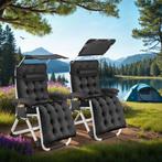 Ligstoel Cloud II met zonnekap, opvouwbaar - zwart, Set van, Verzenden, Nieuw