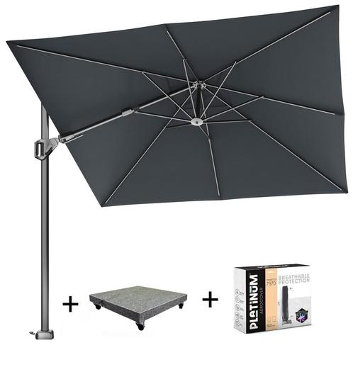 Voyager T2 zweefparasol 270x270 cm Faded black met 75KG, Tuin en Terras, Parasols, Nieuw, Ophalen of Verzenden
