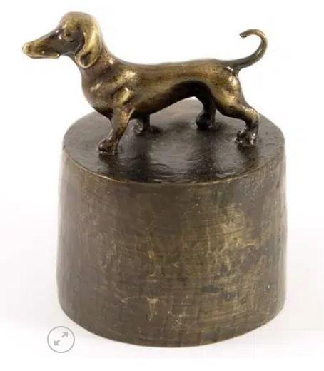 Prachtige honden urn verbronsd met Teckel gladharig beeld, Dieren en Toebehoren, Honden-accessoires, Nieuw