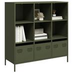 vidaXL buffetkast 101,5x39x103,5 cm staal olijfgroen, Verzenden, Nieuw, Metaal