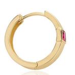 Oorbellen - 14 karaat Geel goud Zirkoon - Rode hoopoorbellen, Sieraden, Tassen en Uiterlijk, Oorbellen, Nieuw