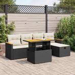 vidaXL 6-delige Loungeset met kussens poly rattan zwart, Verzenden, Nieuw, Rotan, Loungeset