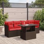 vidaXL 5-delige Loungeset met kussens poly rattan acacia, Tuin en Terras, Tuinsets en Loungesets, Verzenden, Nieuw, Rotan, Loungeset
