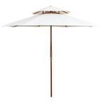 vidaXL Dubbeldekker parasol 270x270 cm houten paal crèmewit, Tuin en Terras, Verzenden, Nieuw, 2 tot 3 meter